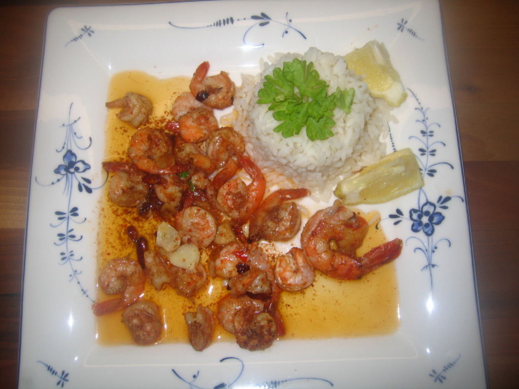Tuliset ravunpyrstöt Gambas piri piri Resepti